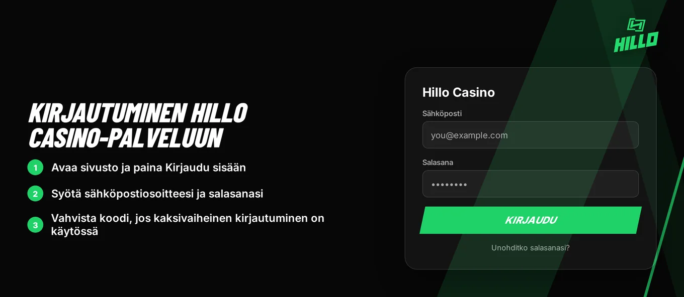 Täytä kirjautumislomake nopeasti.